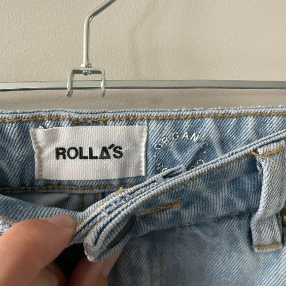 Rollas Classic Straight Light Wash Distressed High Rise Denim Jeans Blue 26 - Picture 5 of 7